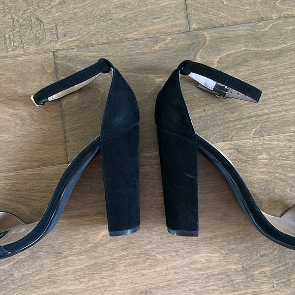 Steve Madden Carrson Leather Black Ankle Strap High Heel Sandals Size 9 - Picture 3 of 8